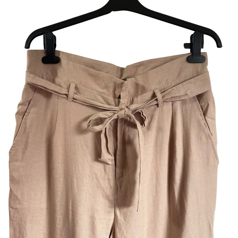Reformation Fisher Paperbag Linen Pant Straight Leg Cuffed Ankle High Waisted - Picture 4 of 12